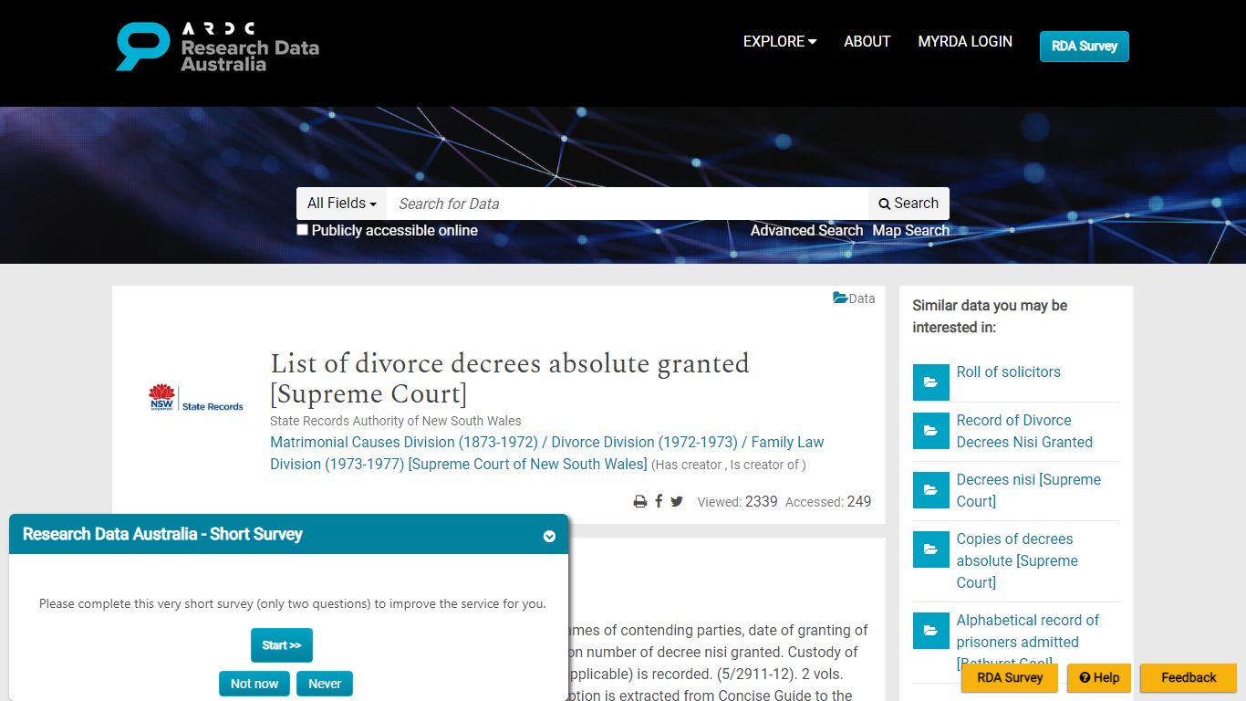 List of divorce decrees absolute granted [Supreme Court]
